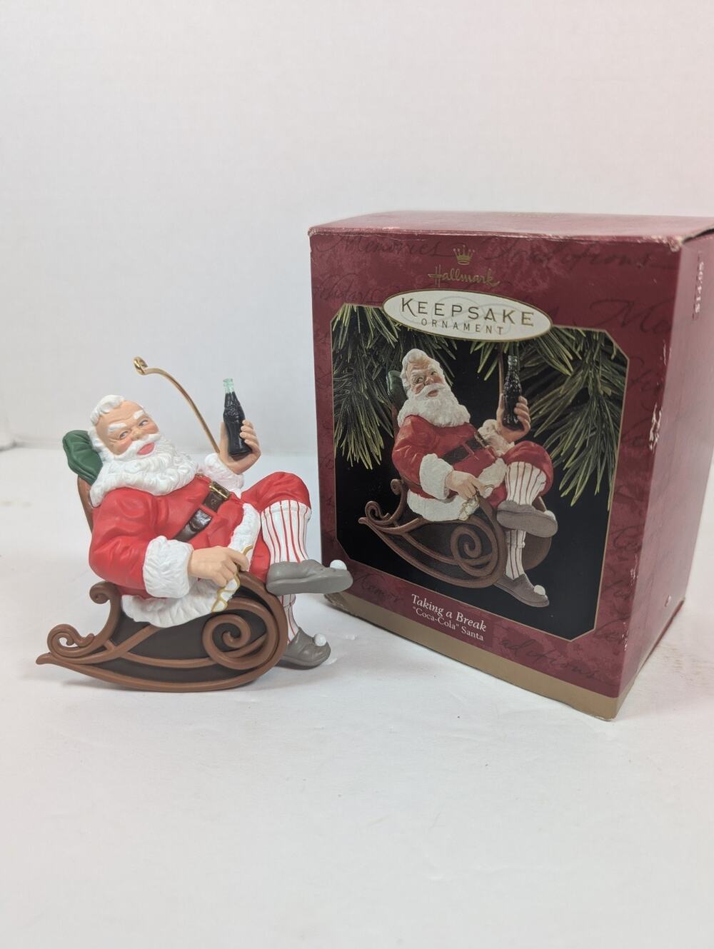 Hallmark Keepsake Taking A Break Coca-Cola Santa Christmas Ornament 1997 MIB